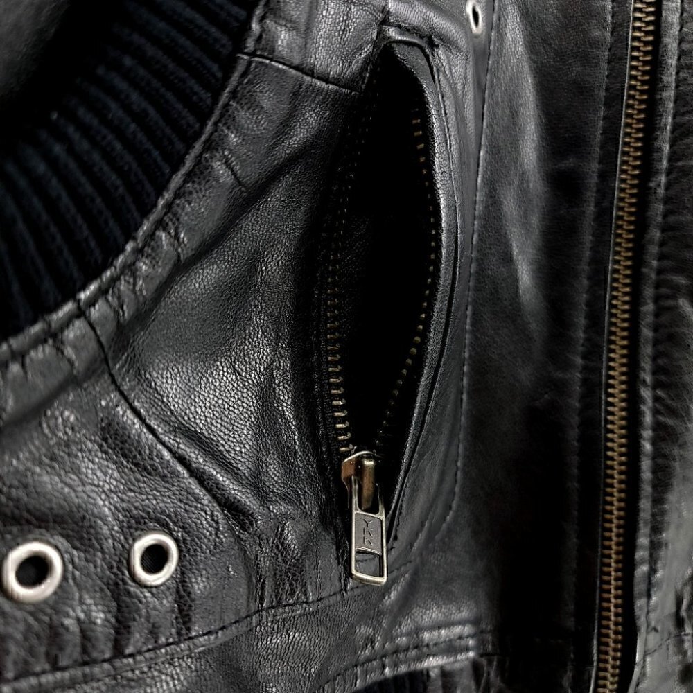 Ruff Hewn Leather Women's L Black Jacket '80s Flashback Zipper Sleeves Stretch - Picture 7 of 16